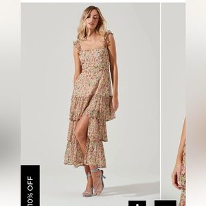 ASTR The Label Floral Ruffle Midi Dress